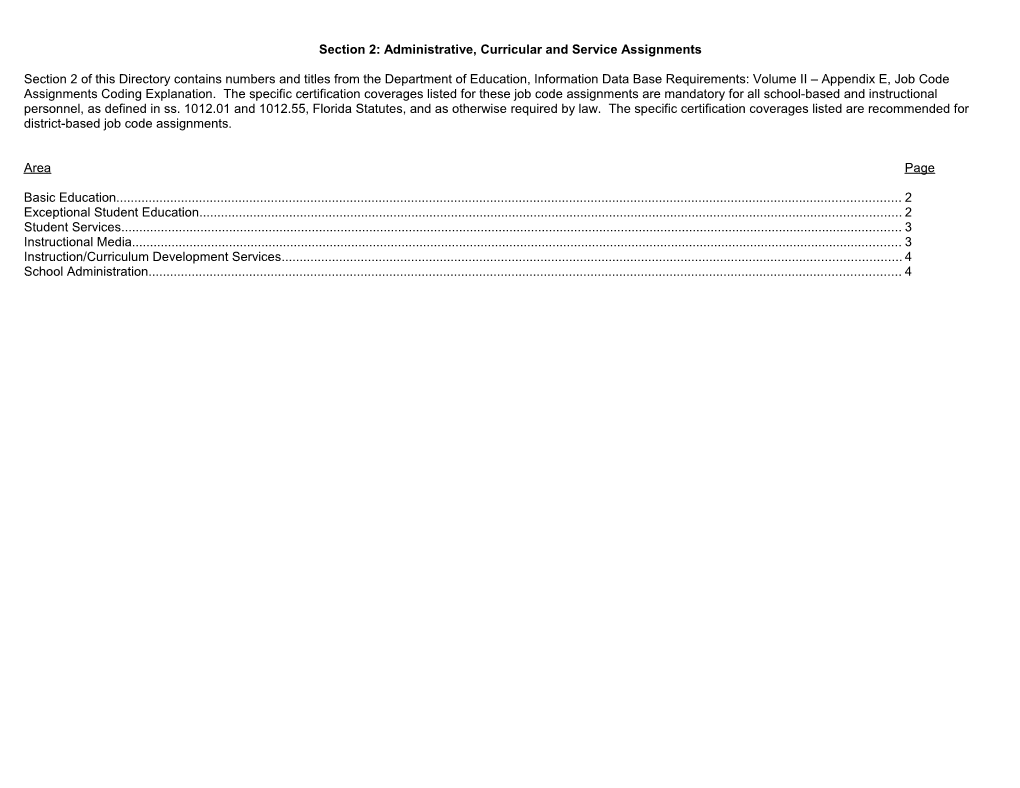 Section 2: Administrative, Curricular and Service Assignments
