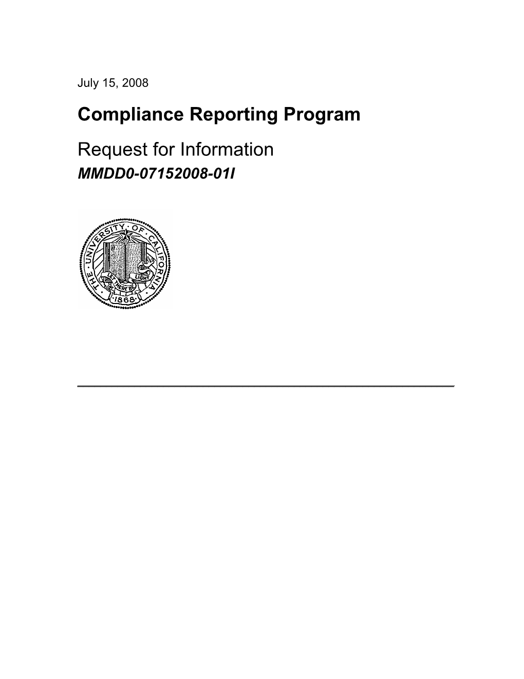Request for Information Ethics and Compliance Investigations Services