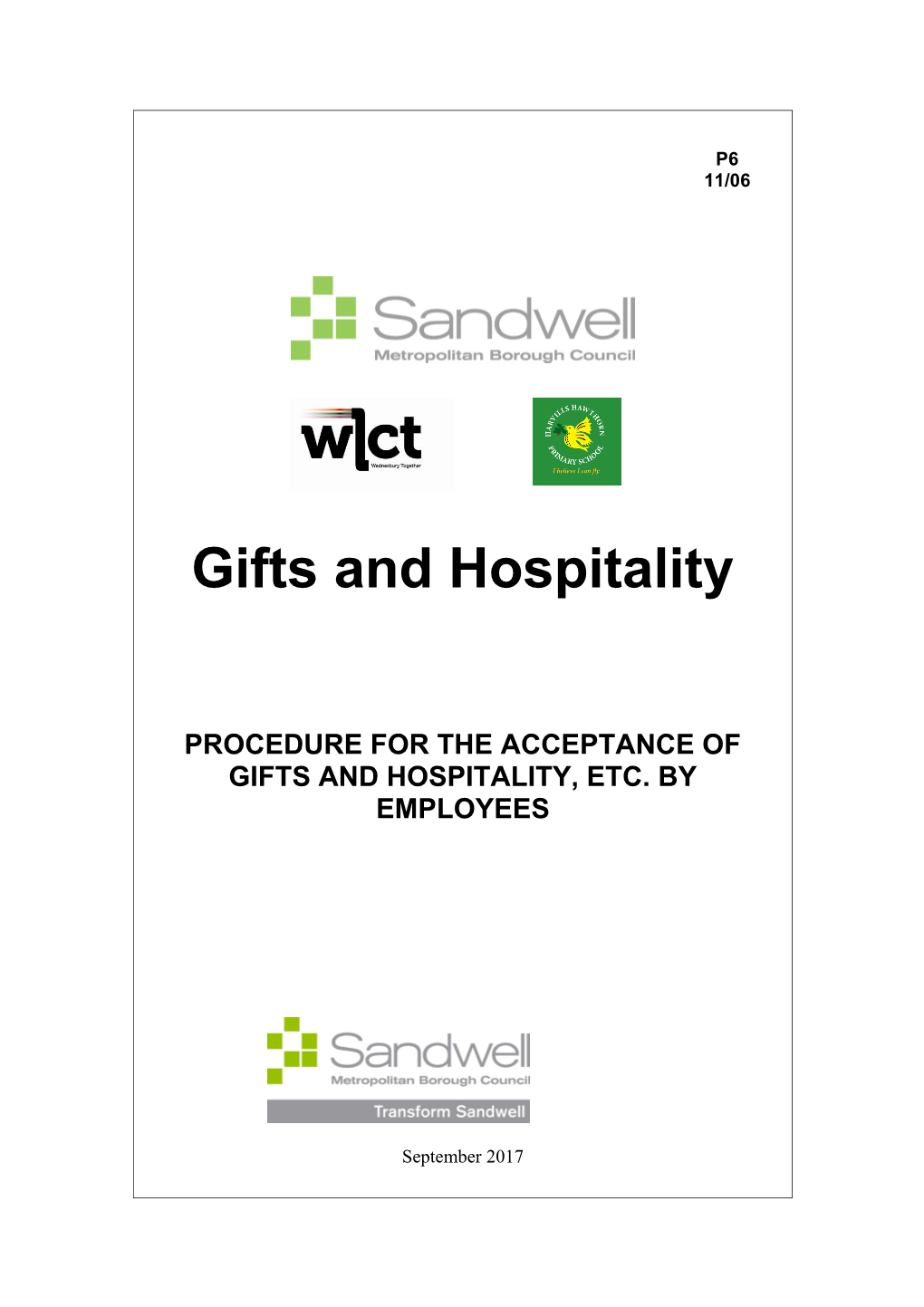 Procedure for the Acceptance of Gifts and Hospitality, Etc. by Employees