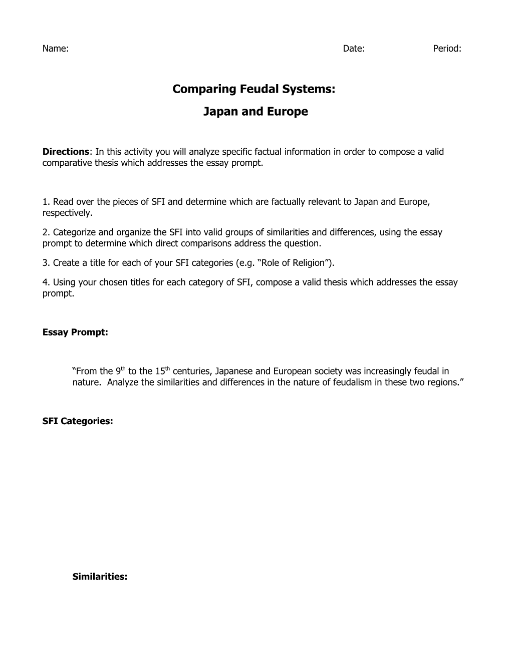 Comparing Feudal Systems