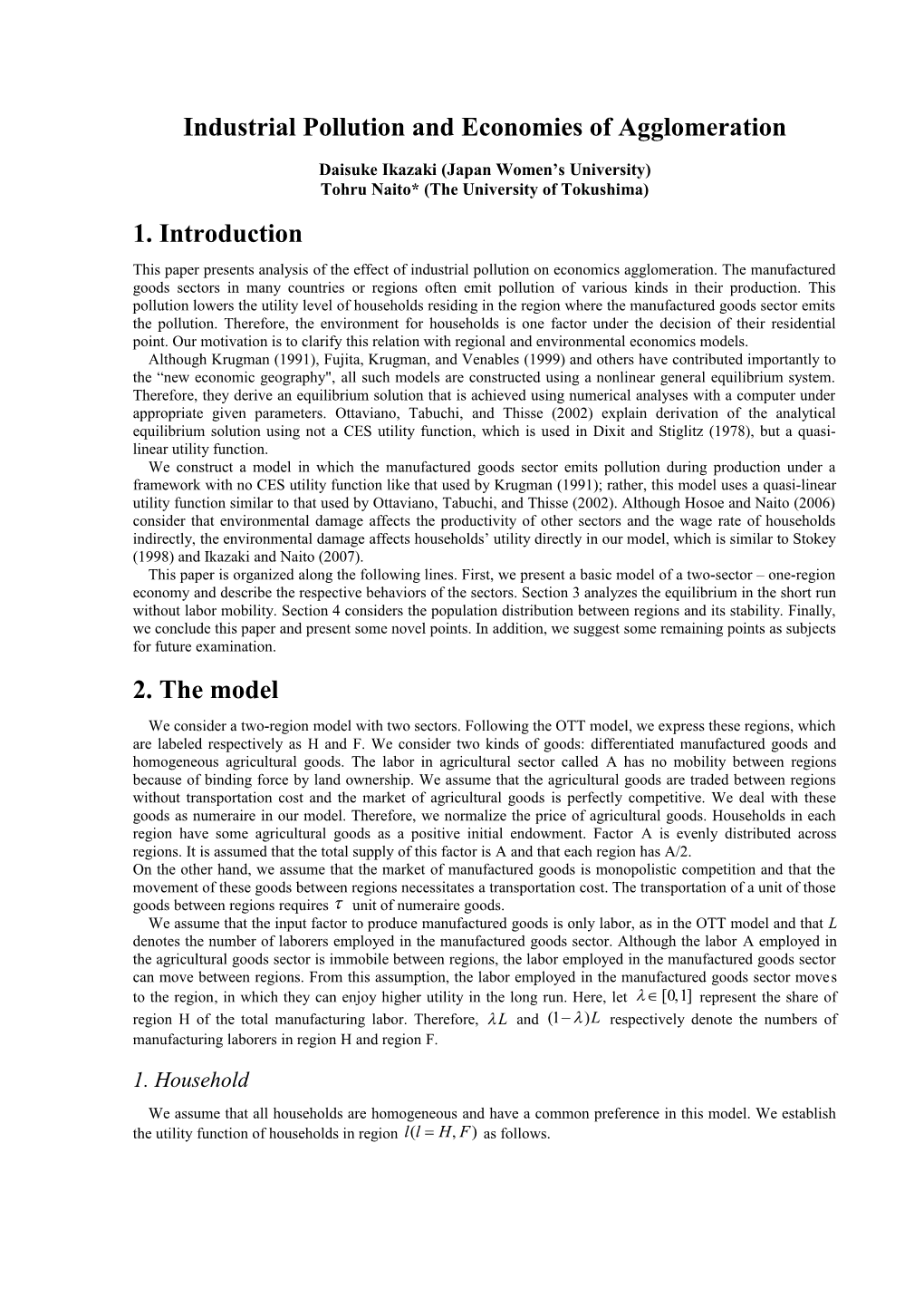 Industrial Pollution and Economies of Agglomeration