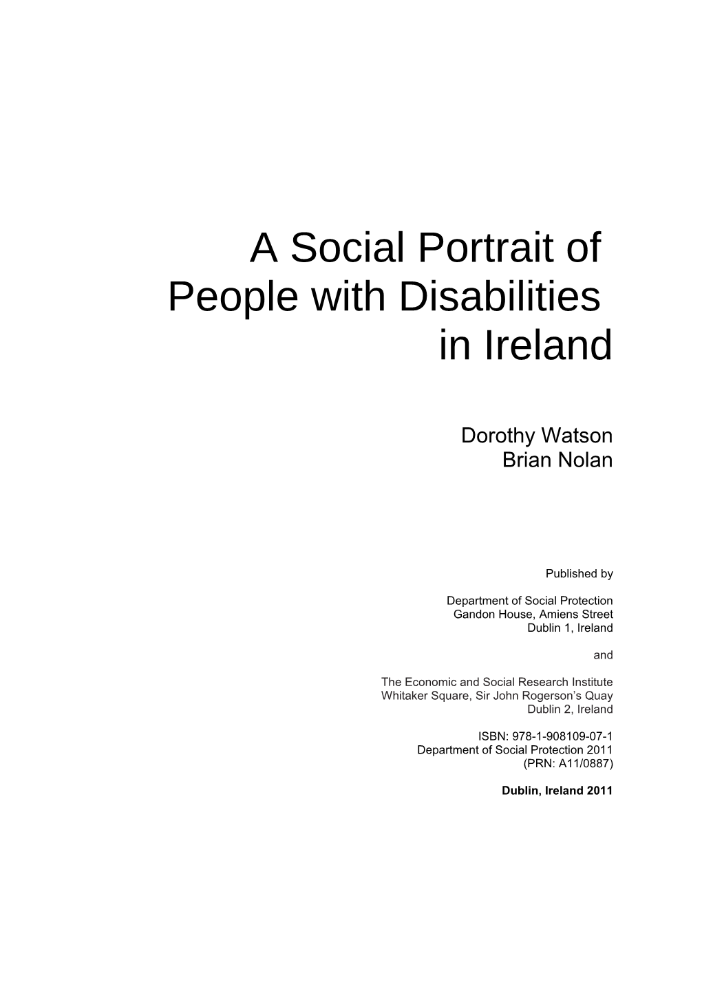 Social Portrait of People with Disabilities in Ireland