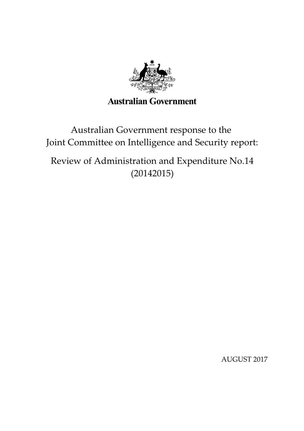 Australian Government Response to the Joint Committee on Intelligence and Security Review