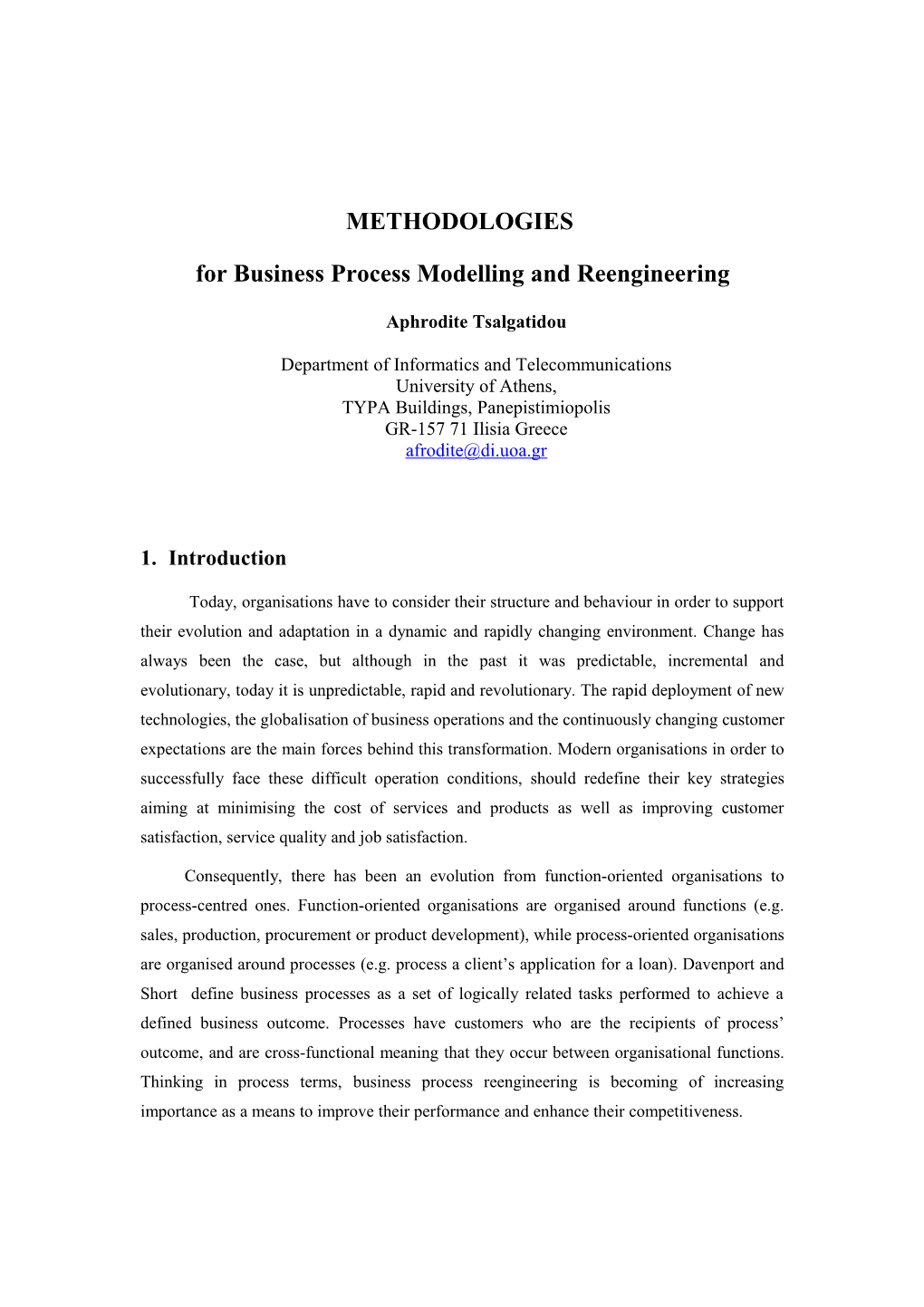 Section 2 Business Process Reengineering