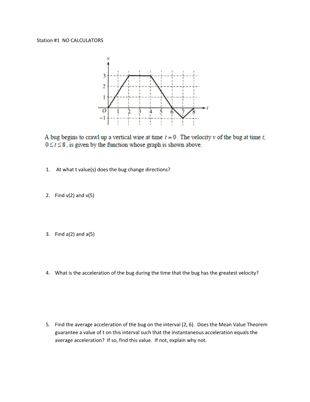 Station #1 NO CALCULATORS