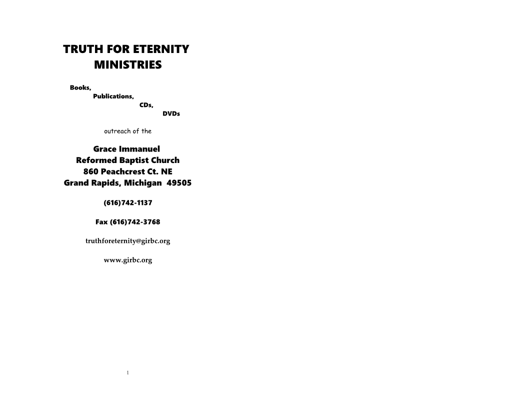 Truth for Eternity Ministries