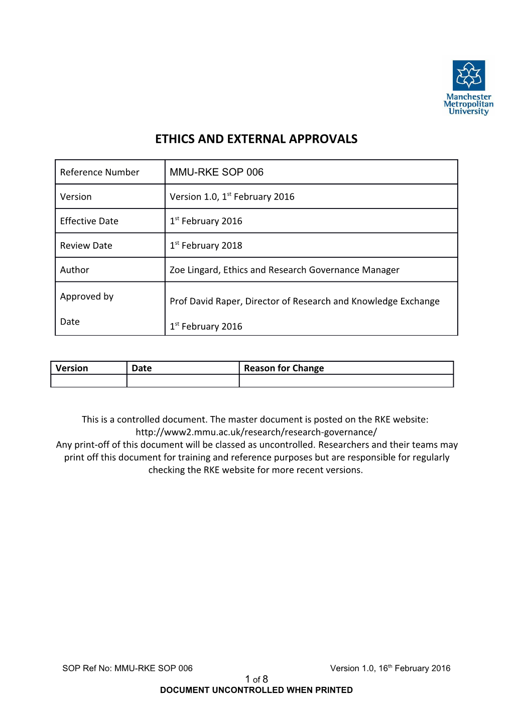 Ethics and External Approvals