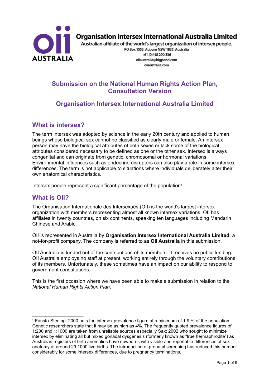Organisation Intersex International Australia
