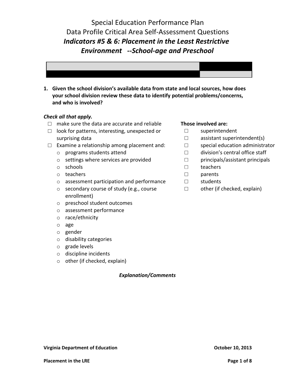 Data Profile Critical Area Self-Assessment Questions