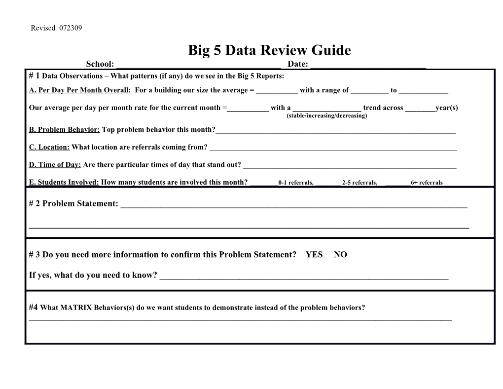 Big 5 Data Review Guide