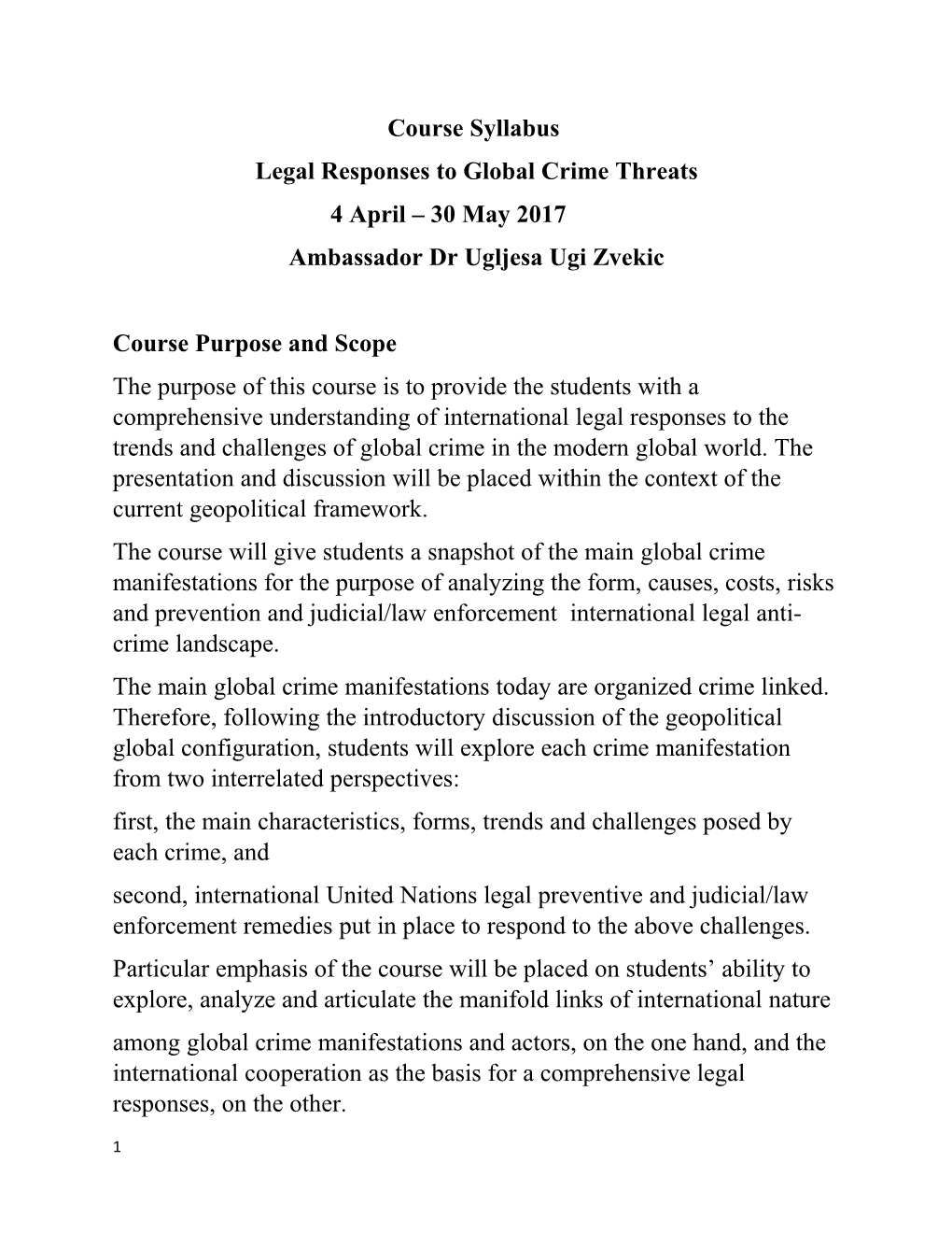 Legalresponses to Global Crime Threats
