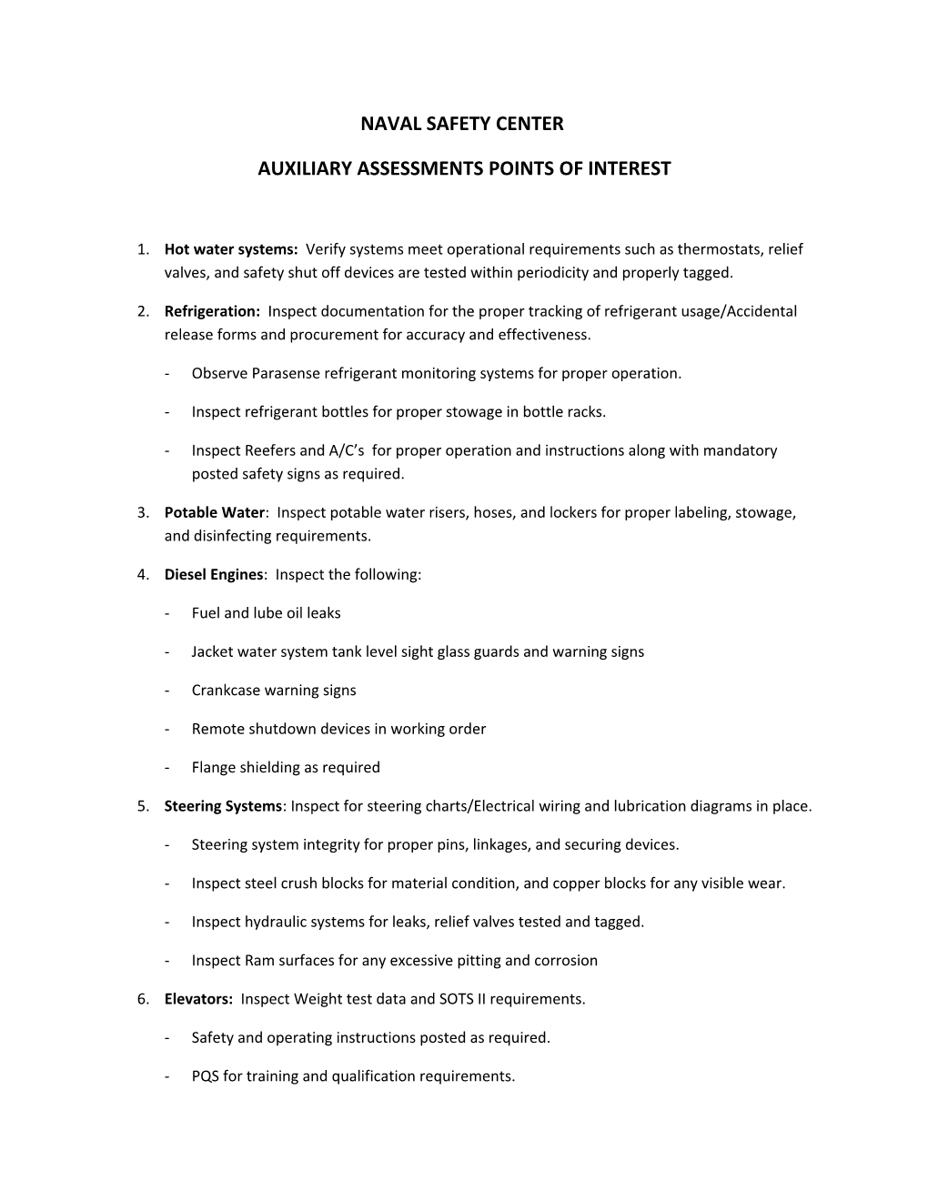 Auxiliary Assessments Points of Interest