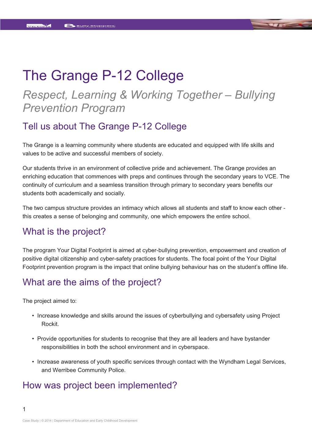 Bully Stoppers Case Study the Grange Primary School