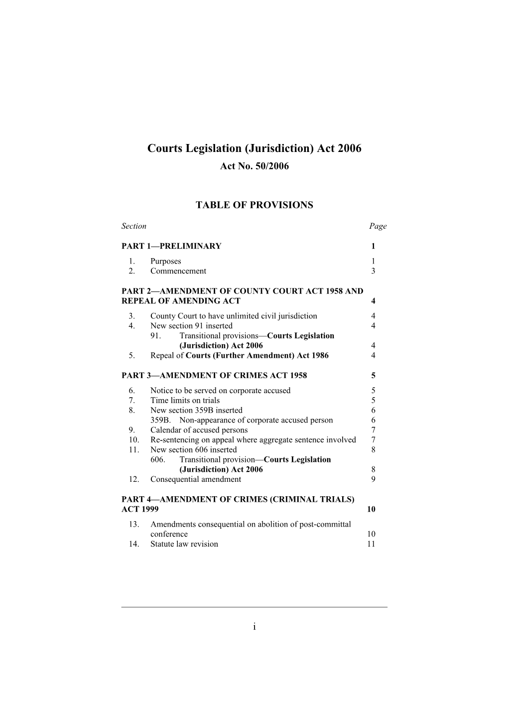 Courts Legislation (Jurisdiction) Act 2006
