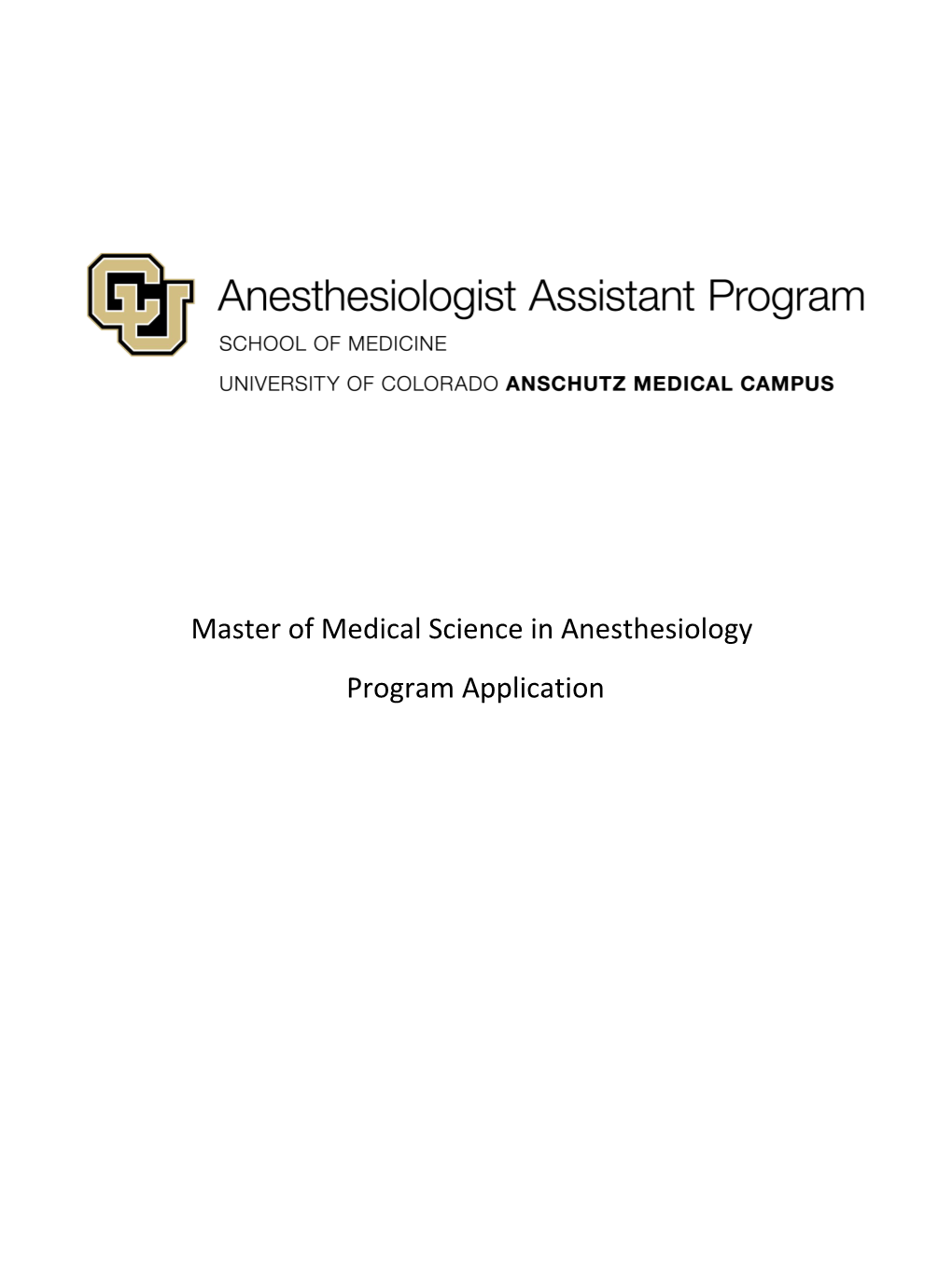 Master of Medical Science in Anesthesiology