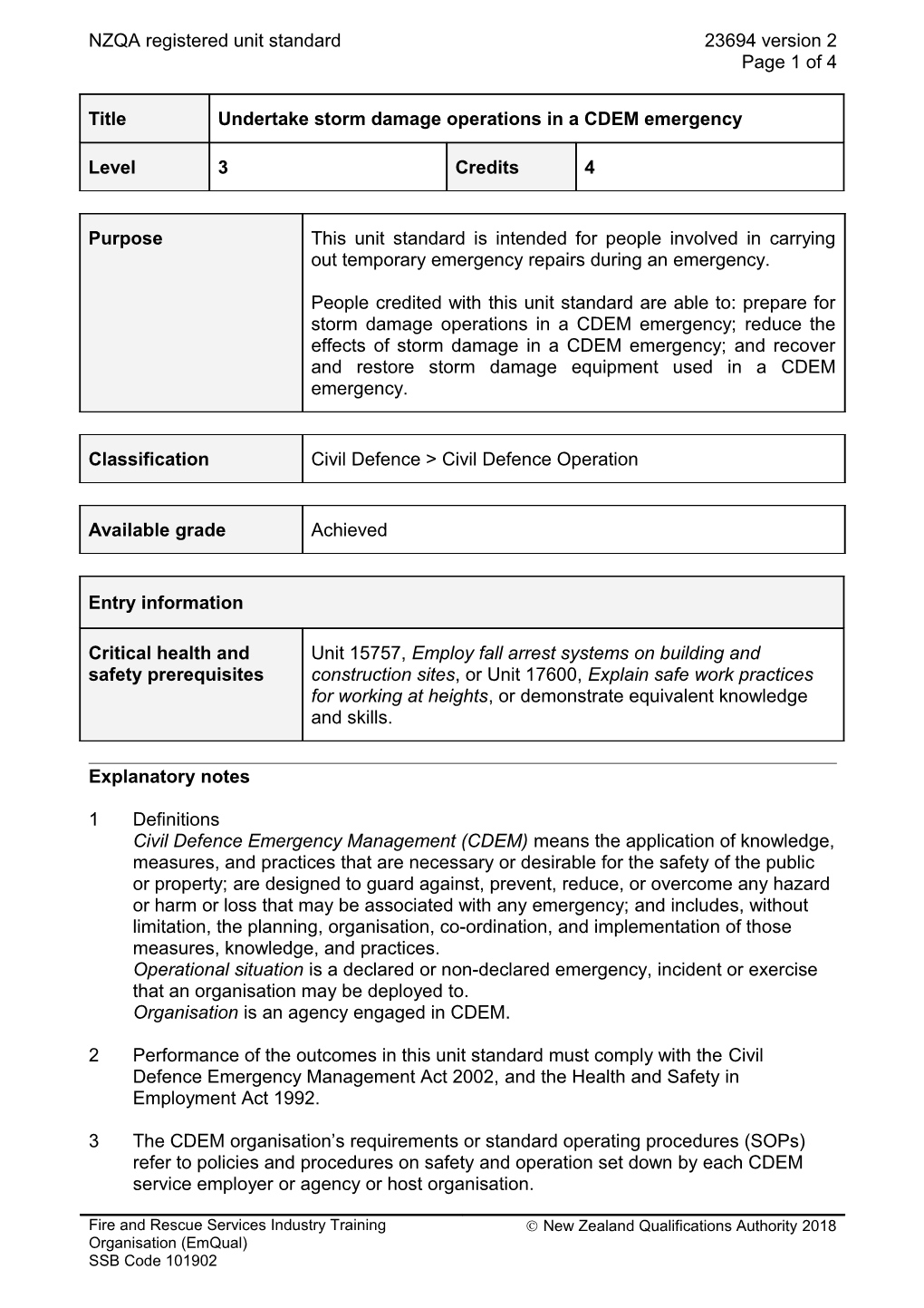 23694 Undertake Storm Damage Operations in a CDEM Emergency