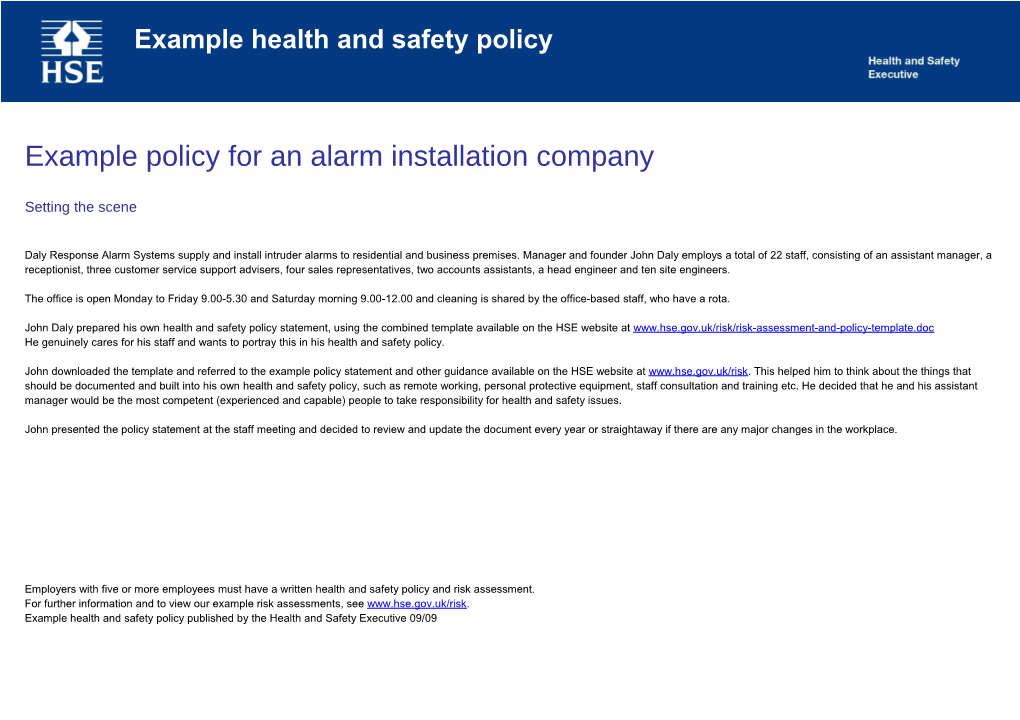 Example Health and Safety Policy