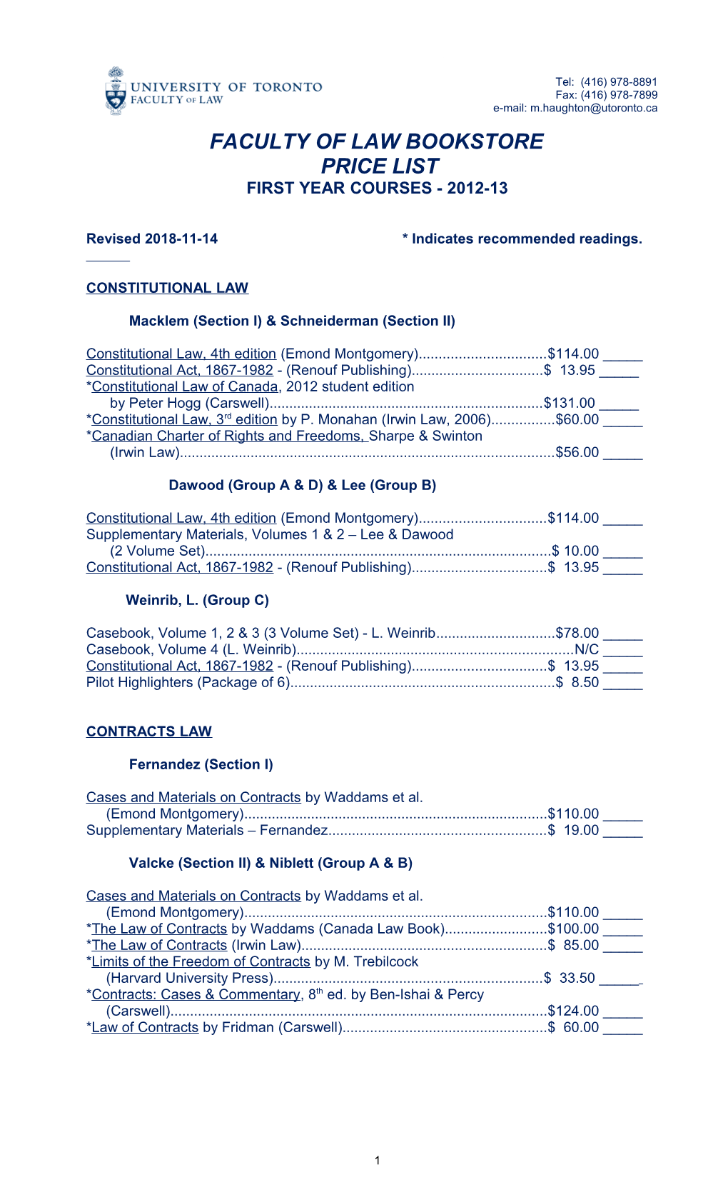 Revised 2012-12-21* Indicates Recommended Readings