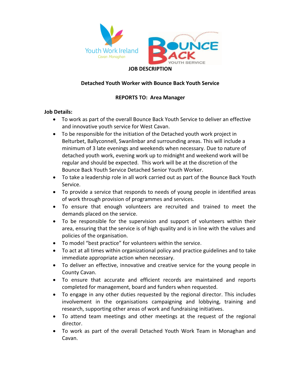 Detached Youth Worker with Bounce Back Youth Service