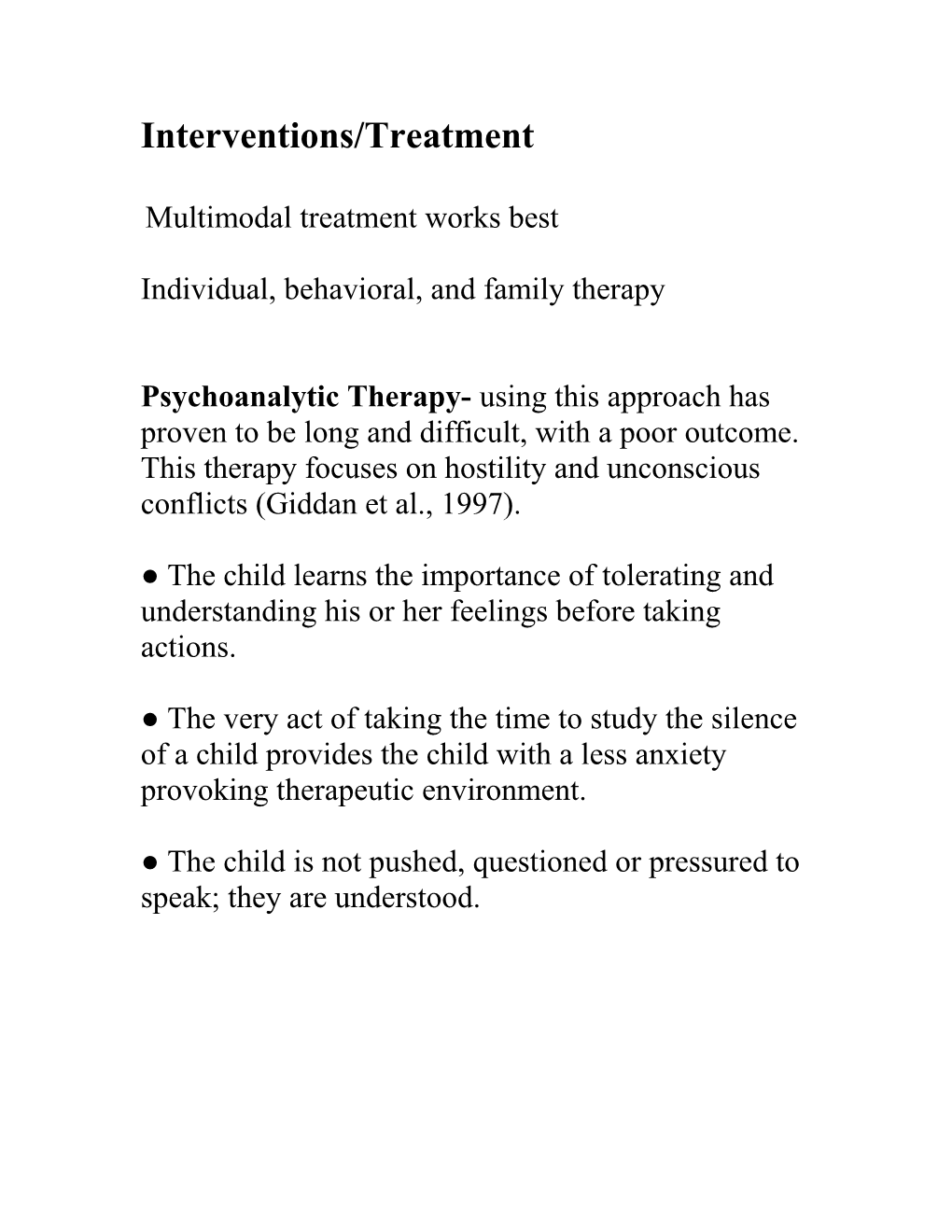 Interventions/Treatment