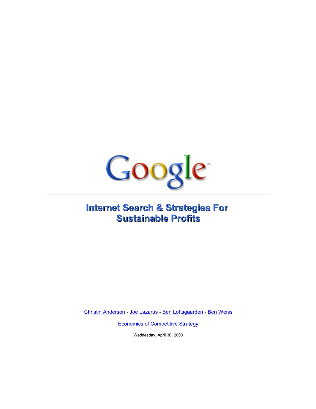 Internet Search & Strategies For