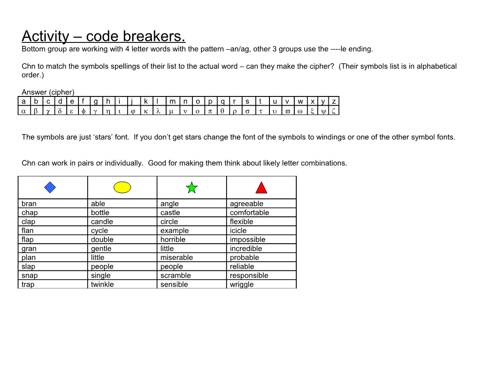 Activity Code Breakers