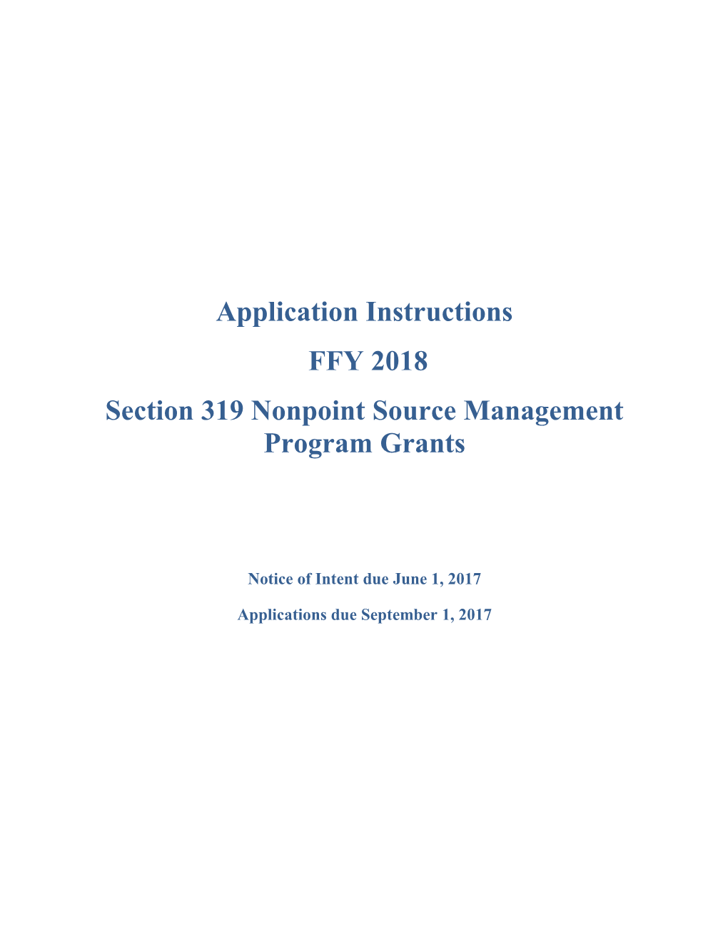 Section 319 Nonpoint Source Management Program Grants