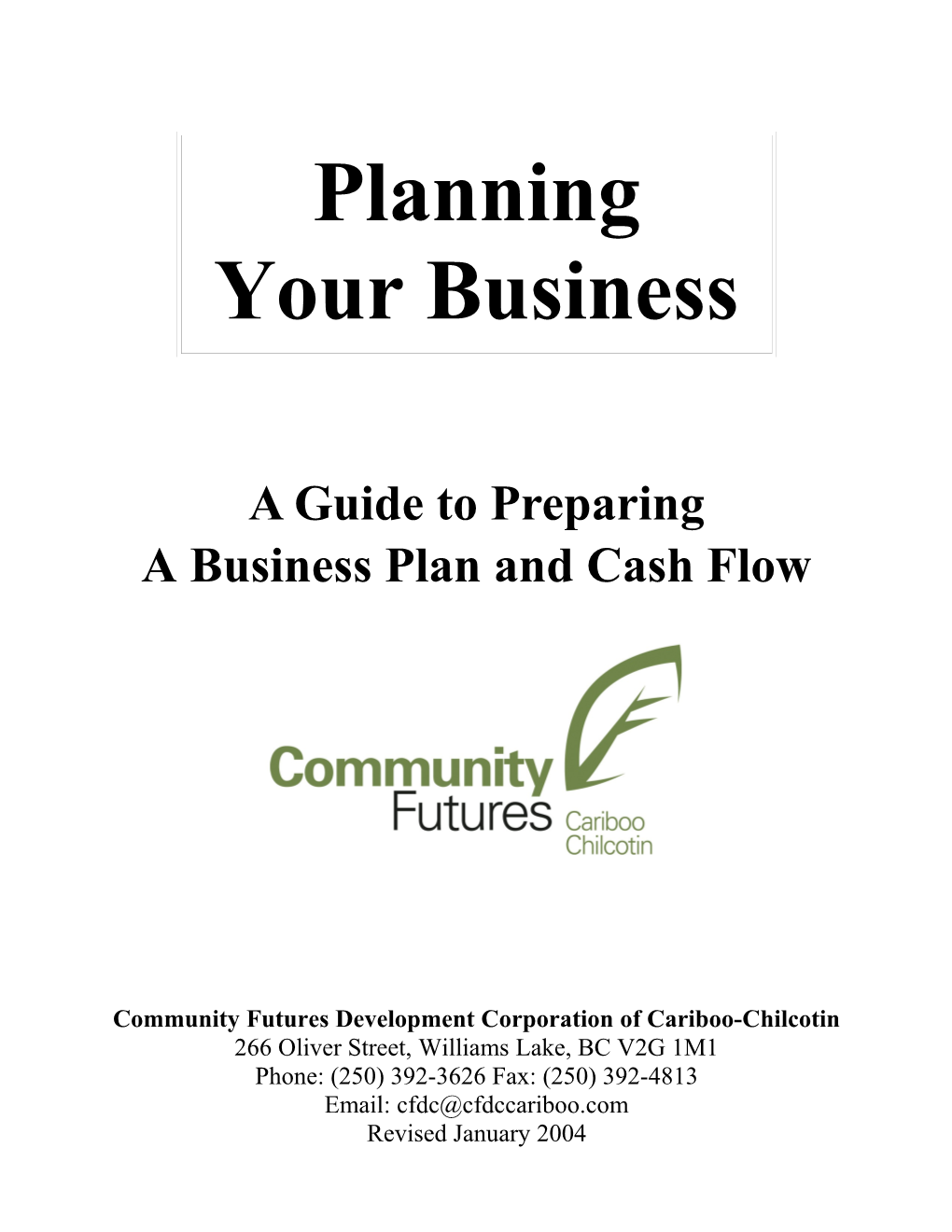 A Business Plan and Cash Flow