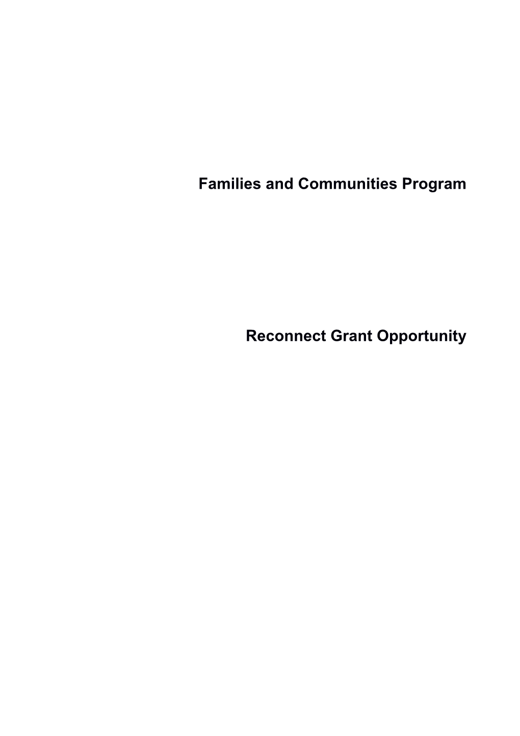 1.Families and Communities: Reconnect Program Processes