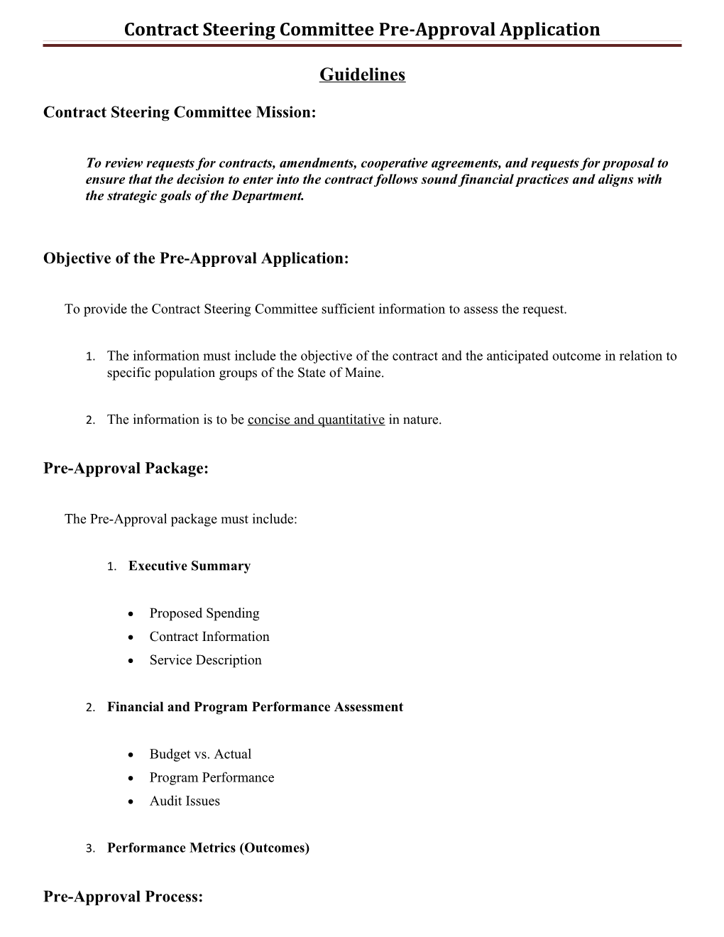 Contract Steering Committee Pre-Approval Application
