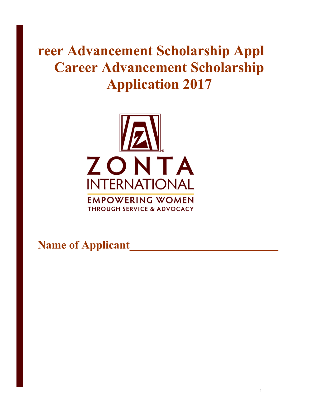 Career Advancement Scholarship Application 2017