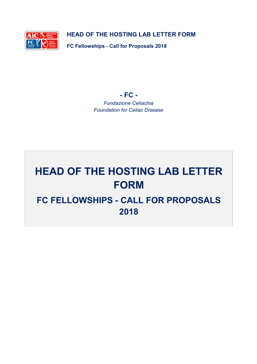 Head of the Hosting Lab Letter Form