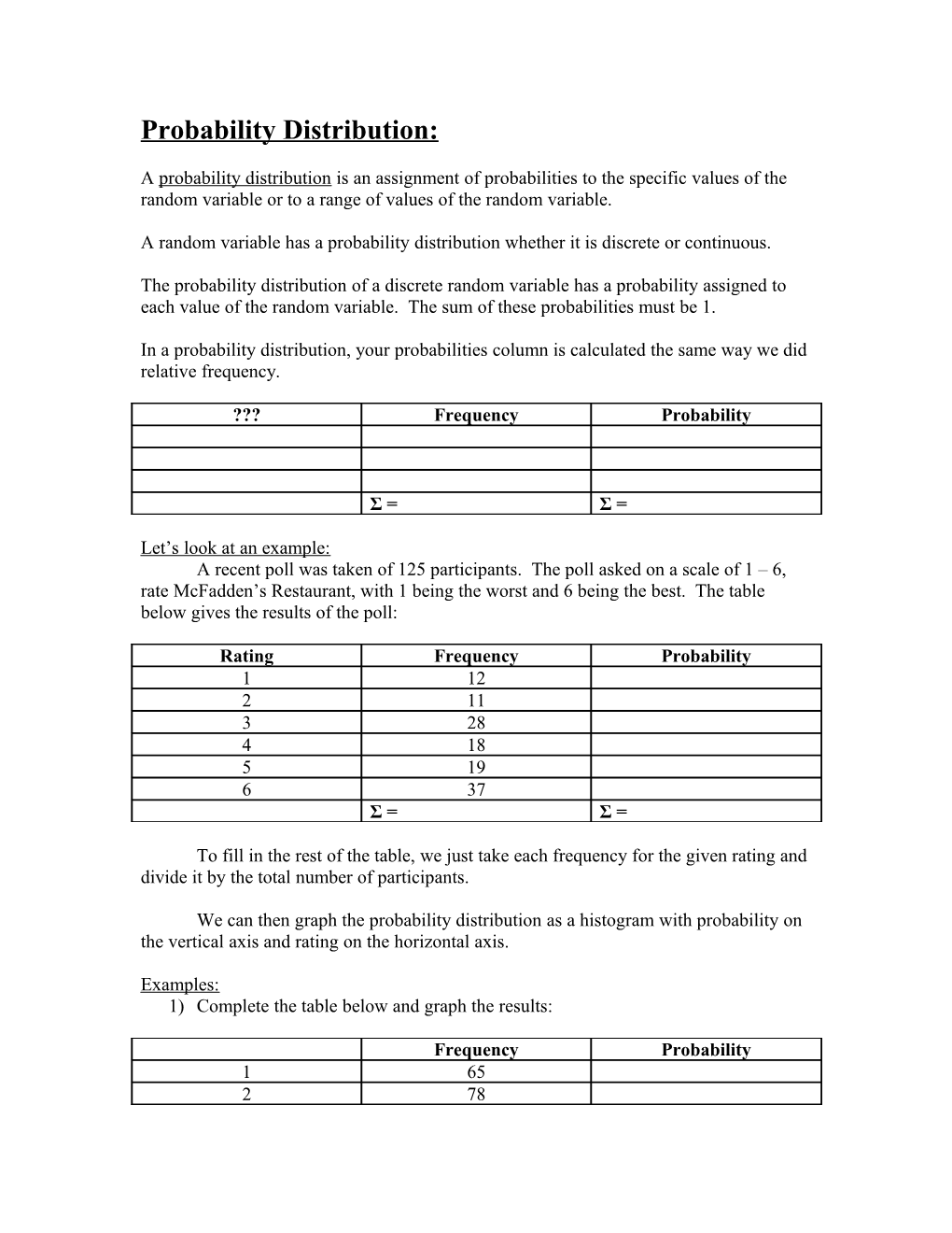 Probability Distribution