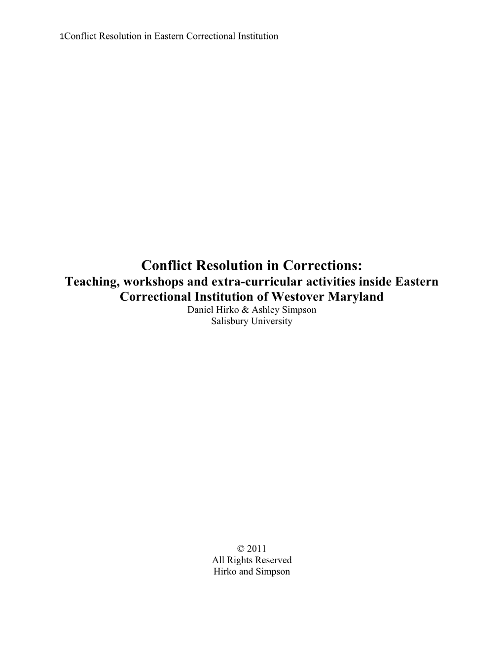 Conflict Resolution in Corrections