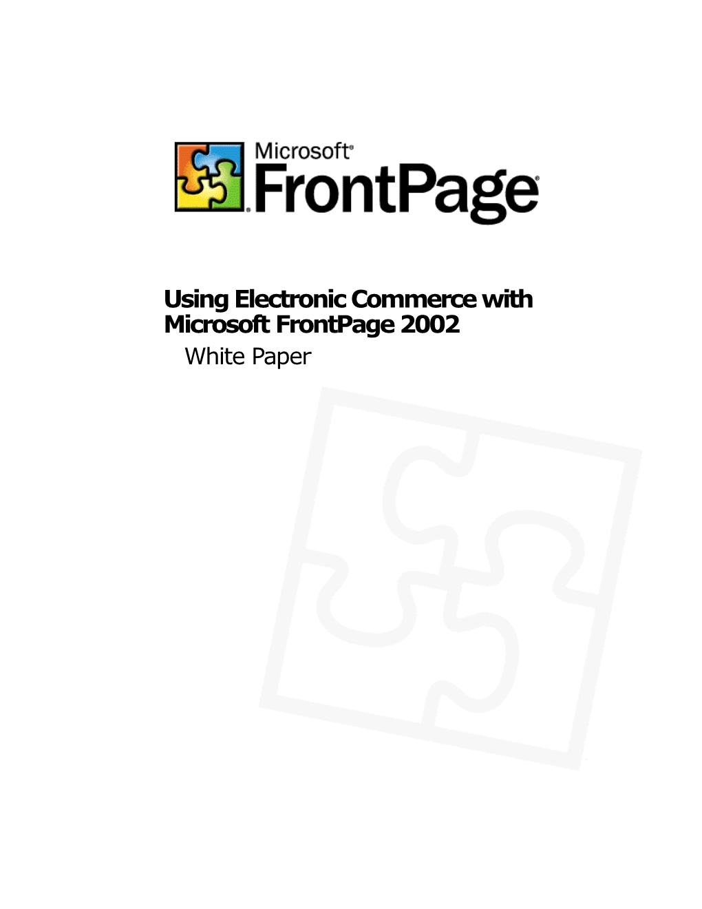 Using Electronic Commerce with Microsoftfrontpage 2002