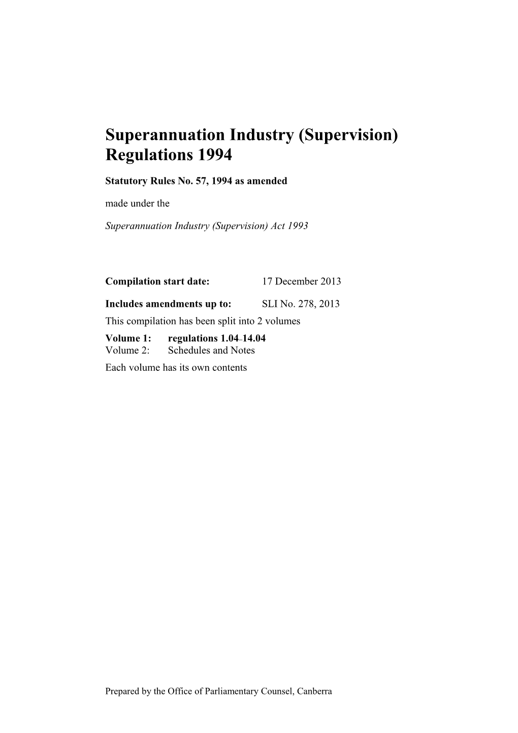 Superannuation Industry (Supervision) Regulations 1994
