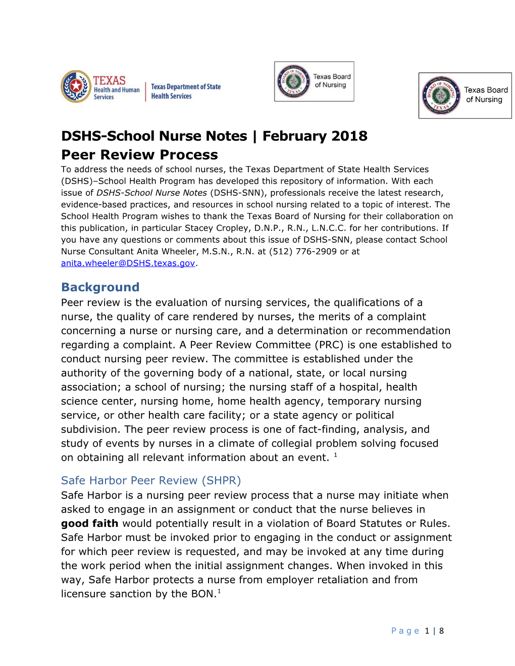 DSHS-School Nurse Notes February 2018
