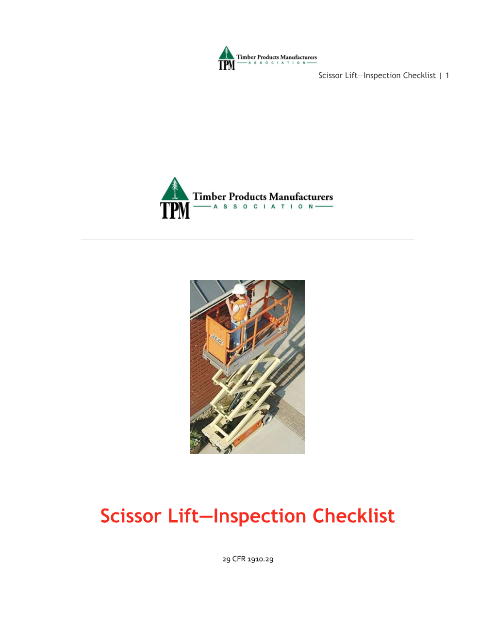 Scissor Lift Inspection Checklist