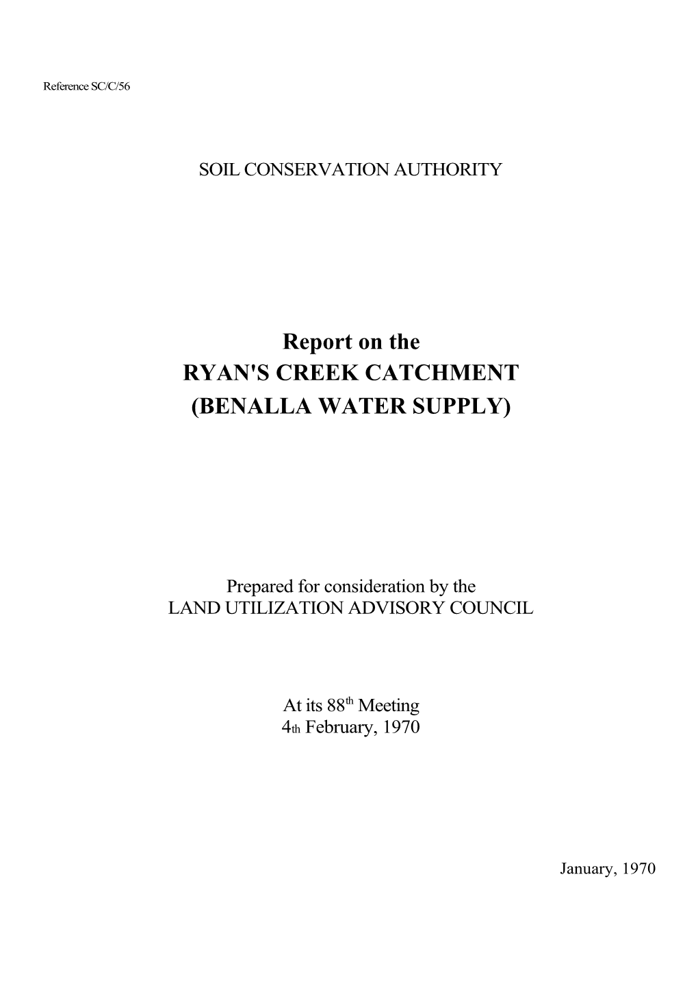 Ryan's Creek Catchment