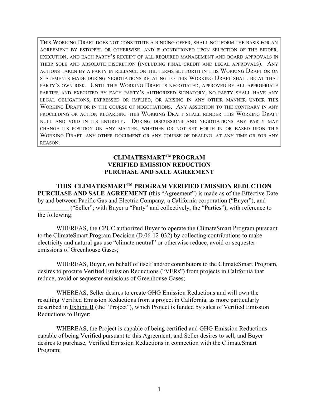 Climatesmart: 2008 RFP Form Purchase Agreement (00057235-6)