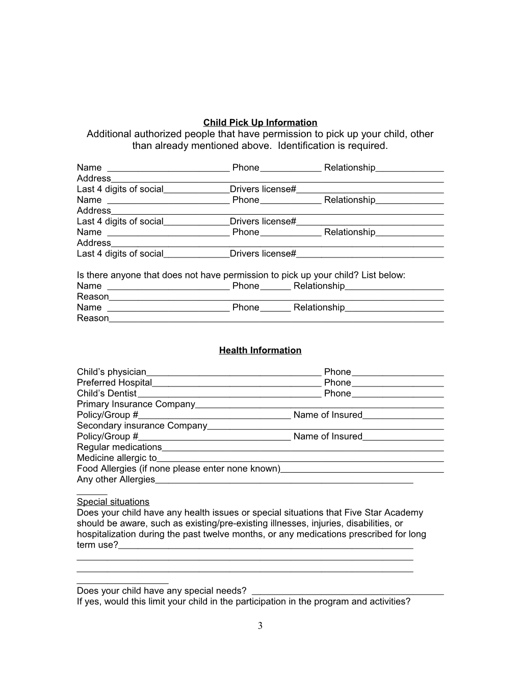 Child Registration Form