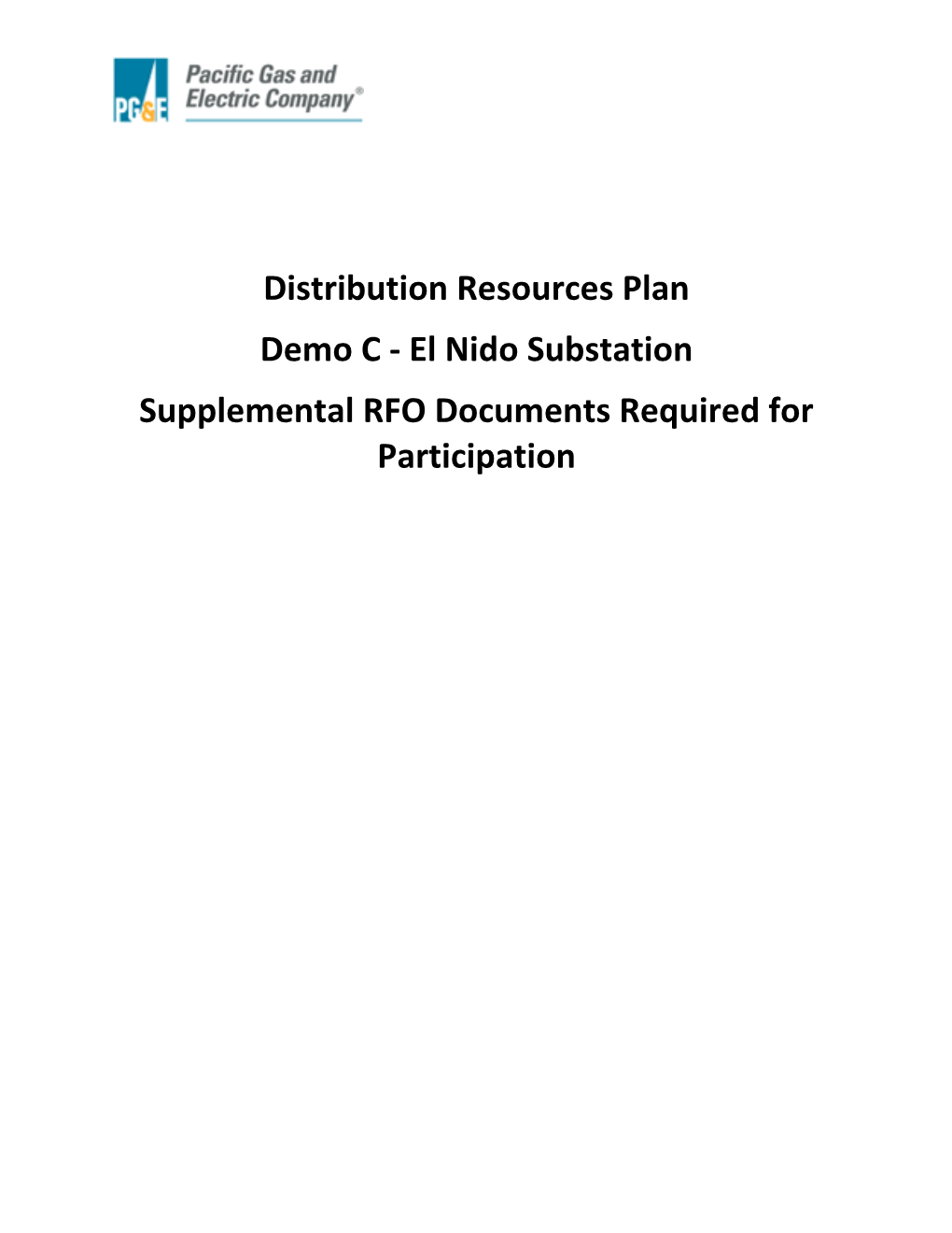 2017 Distribution Resources Plan Demo C El Nidosubstation RFO
