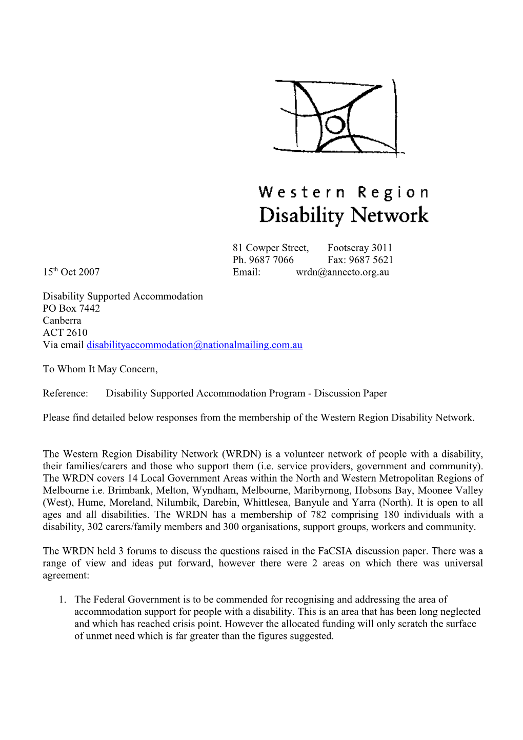 Western Region Disability Network