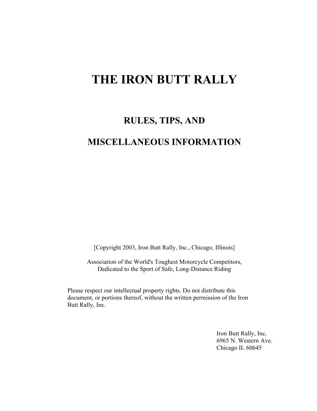 The Iron Butt Rally