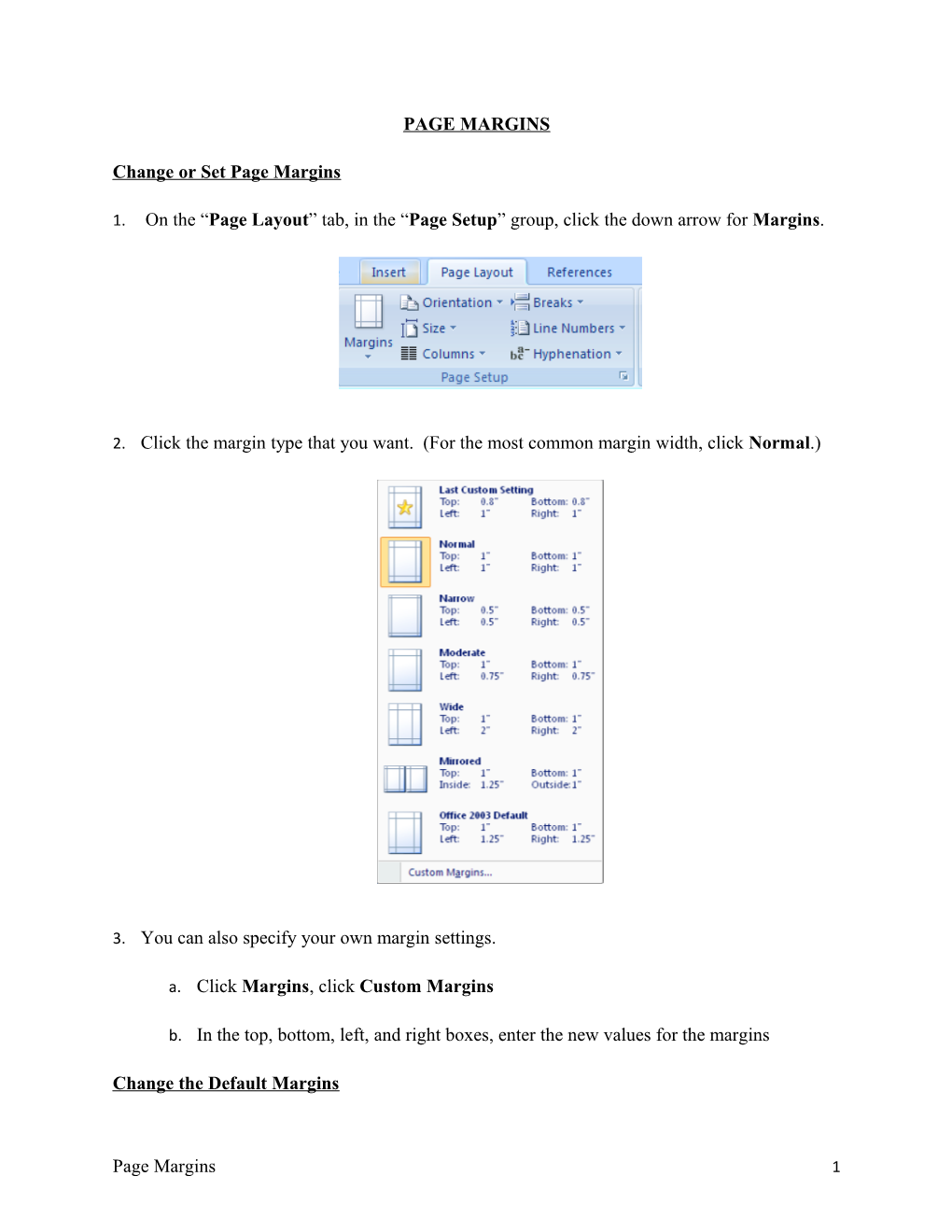 Change Or Set Page Margins