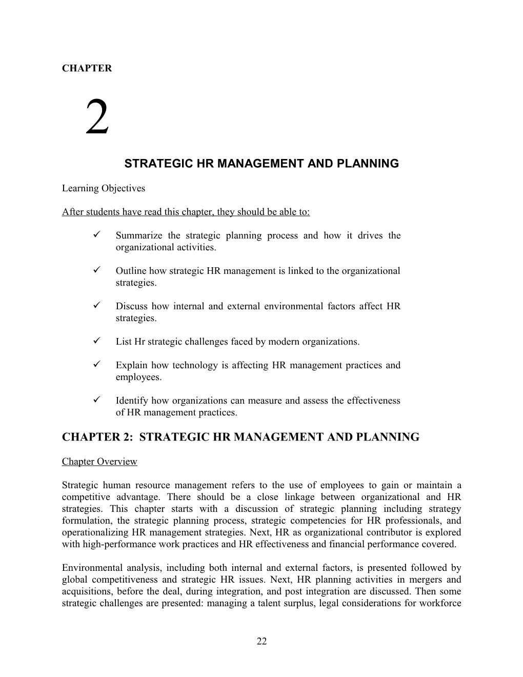 Strategic Hr Management and Planning