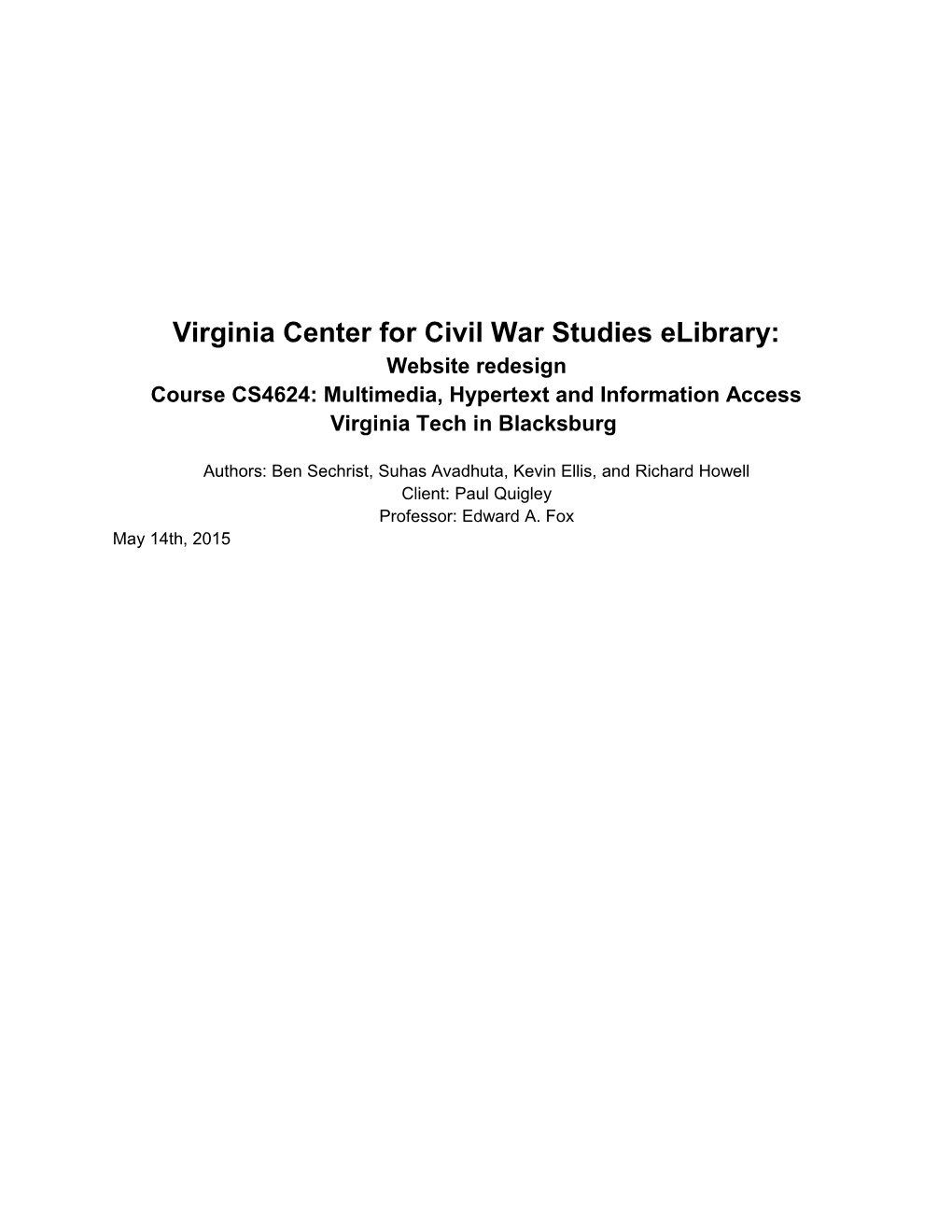 Virginia Center for Civil War Studies Elibrary