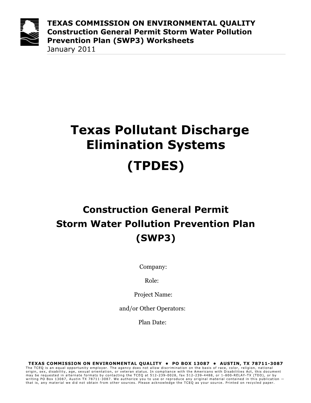 Texas Pollutant Discharge Elimination Systems