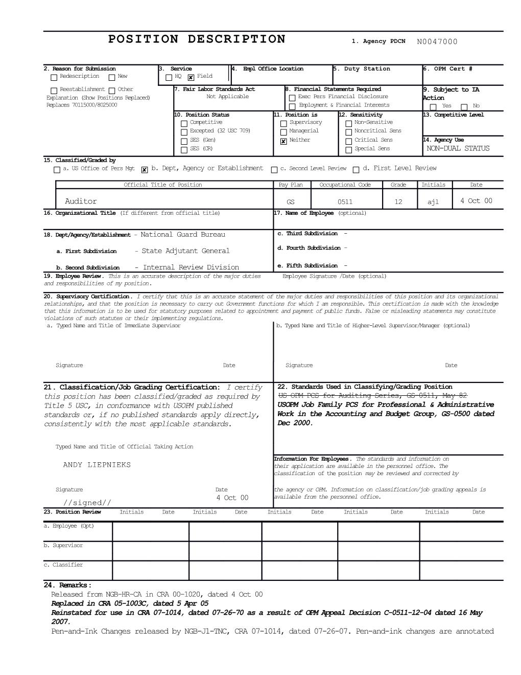 This Position Is for a National Guard Non-Dual Status (NDS) Technician Only. This Position