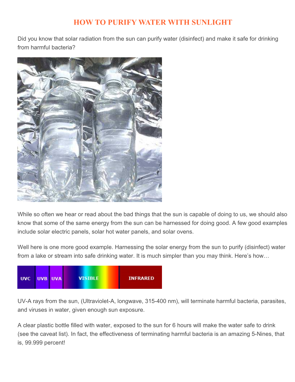 How to Purify Water with Sunlight